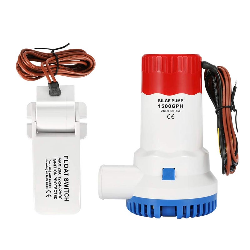 AIRTAK Bilge Pump for Boat DC12V 1500GPH Small Bilge Pump 12 Volt Electric Water Pump Low Noise with The Switch - Image 1
